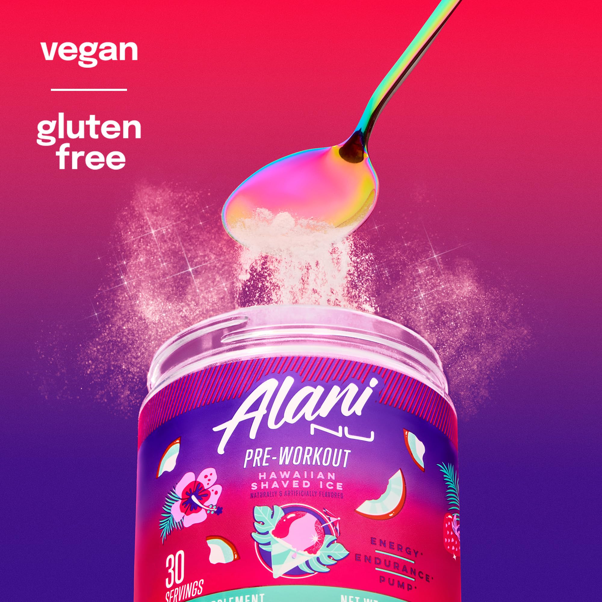 Alani Nu Pre Workout Powder Hawaiian Shaved ICE, Amino Energy Boost, Endurance Supplement, Sugar Free, 200mg Caffeine, L-Theanine, Beta-Alanine, L-Citrulline, 30 Servings — Amazon image 7
