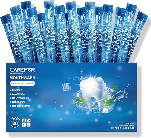 Enjuague Bucal Tamaño de Viaje, Enjuague Bucal Portátil para Aliento Fresco, Sin Alcohol, Sabor Menta Fría, Paquete Mini  Para una Frescura en