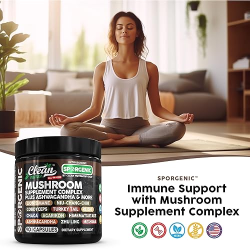 Miniatura 8 de Suplemento orgánico de hongos  Ashwagandha Lions Mane Cordyceps Cola de pavo Setas Reishi, raíz de maca, pezuña negra, Chaga Tremella Agarikon