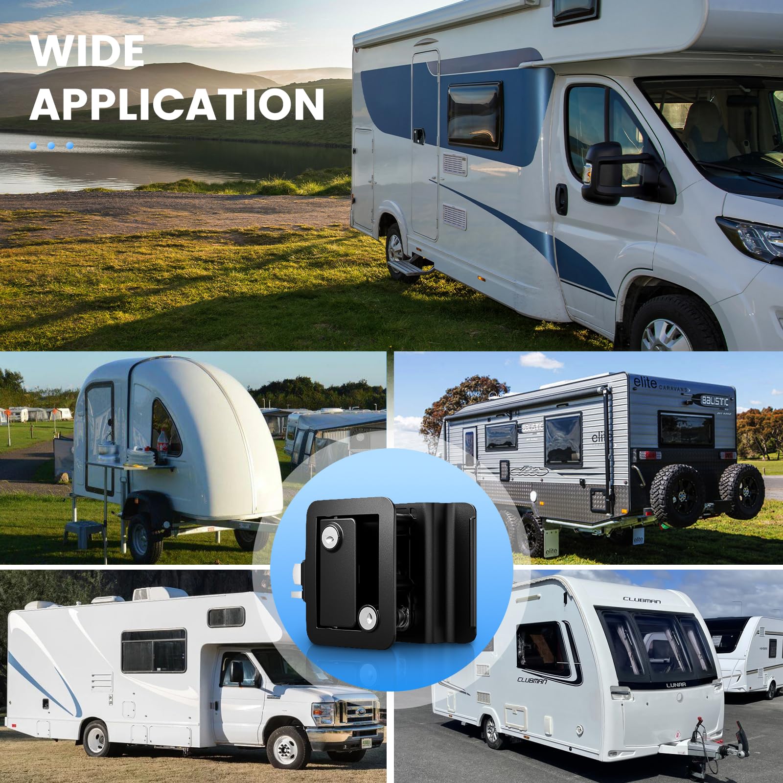 CAMJOKE Ersatz-Türschloss für Wohnmobile, Wohnwagen-Schlösser, 100 % Metall, Wohnmobil-Türschlösser, Wohnmobil-Türschloss mit Paddel-Riegel, Camper-Türriegel für Wohnmobile, Pferdeanhänger, Fracht (4