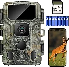 KJK Wildkamera mit Handyübertragung APP, 4K 64MP HD WLAN Bluetooth mit 64GB Speicherkarte, Wildkamera mit Bewegungsmelder Nachtsicht, 0.1s Auslöser, IP67 Wasserdicht, 130° Weitwinkel