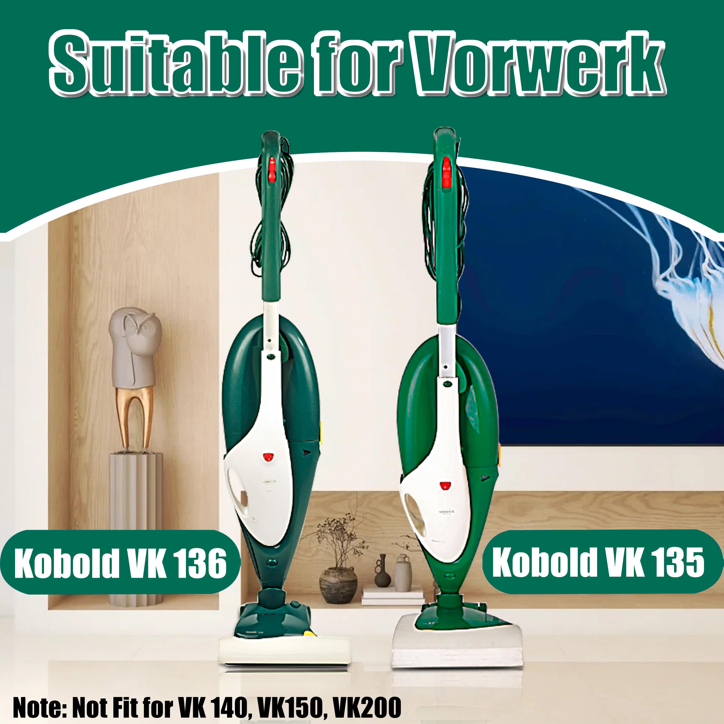 Kit Sacchetti compatibile per Folletto VK135 VK136 FP 135 FP 136 | 12 Sacchetti Aspirapolvere Microfibra a 5 Strati con 2 Filtro HEPA e 2 Filtri Motore (kit da 12 Sacchetti)