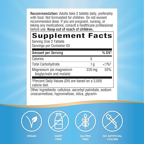 Miniatura 4 de Nature's Way Complejo de glicinato de magnesio, apoya la función cardíaca, muscular, nerviosa*, altamente absorbente, 220 mg por porción de 2