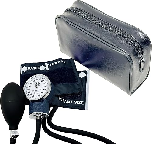 EMI - Juego de monitor de presión arterial con esfigmomanómetro aneroide de tamaño infantil con bombilla, calibre y brazalete de tamaño infantil.