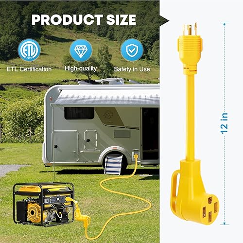 Miniatura 5 de Kohree NEMA L5-30P a 14-50R Cable adaptador de generador, 3 clavijas de 30 amperios con bloqueo giratorio a receptáculo de 50 amperios, STW 10 AWG