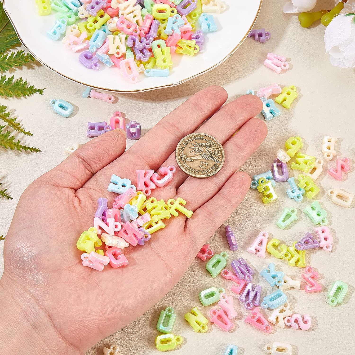 KitBeads 2000Pcs Opaque Acrylic Letter Beads A-Z Mixed Alphabet Initial Letter Charms for Bracelets and Jewelry Making