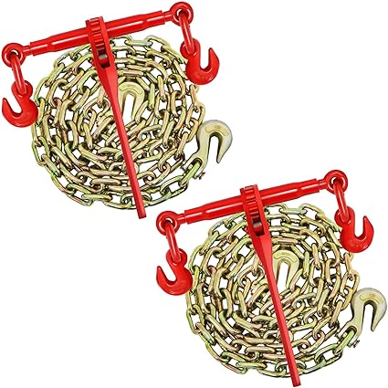 HONYTA Chain Ratchet Binder Kit, 3/8-1/2 Inches Grade 70 Chain Transport Hauling Load Package Includes Binders and 3/8