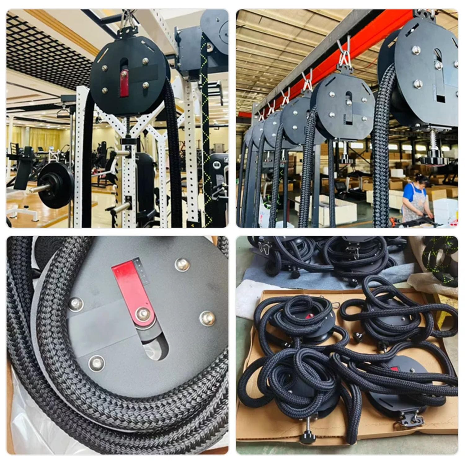 Entrenador de Cuerda Sin Fin MáQuina de Poleas para Gimnasio Cuerda de Cerrado MáQuina Poleas con Resistencia Ajustable Ejercicios Brazos y Espalda Equipo de Entrenamiento FíSico