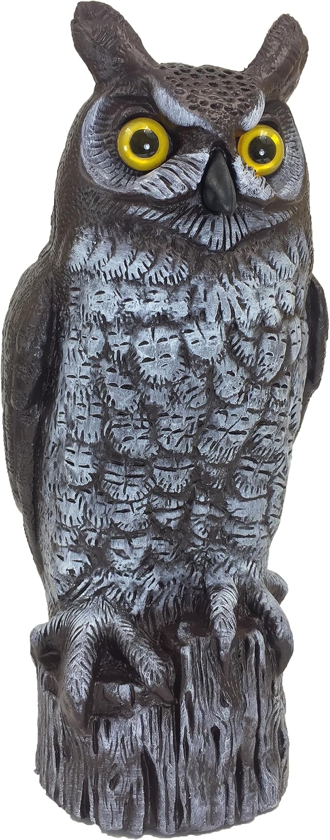 Dalen Fake Owl Decoy to Scare Birds Away from Gardens, Rooftops, and Patios - Scarecrow Provides Chemical-Free Pest Control - Safe and Humane, 16" Great Horned Owl
