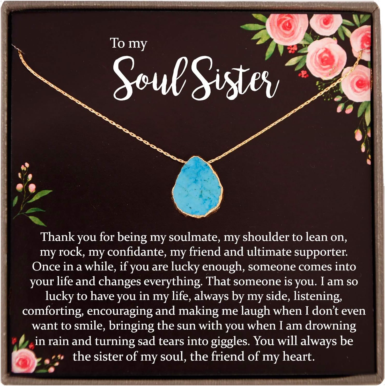 Be Wished Personalized Soul Sisters Necklace, Best Friend for Women, Goldfilled Necklace with Meaningful Message