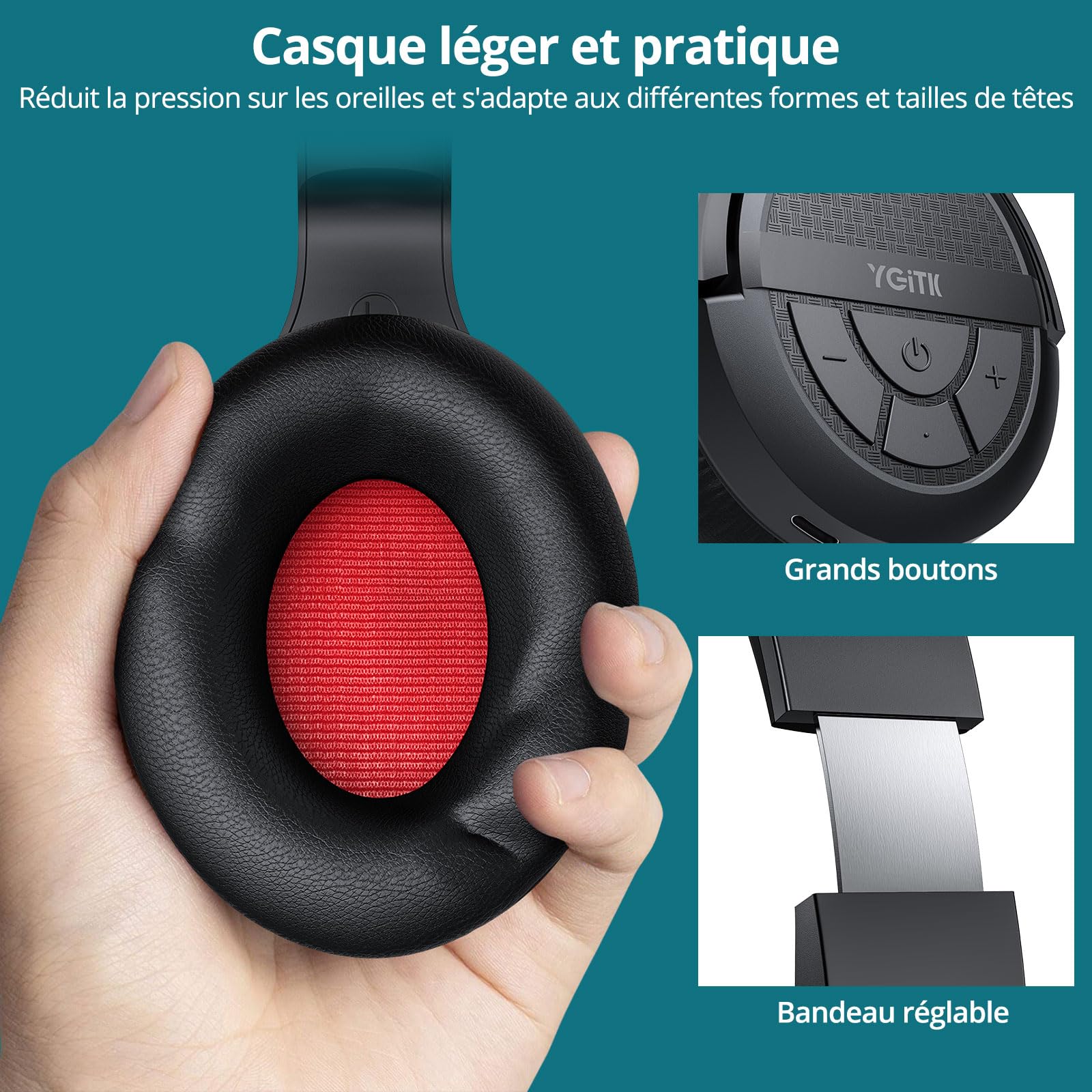 Casque sans Fil pour Télévision avec Station de Charge Émetteur RF 2,4 GHz Casque Supra-auriculaire avec Câble Optique à 3.5mm, Portée de 30 mètres et Batterie Rechargeable