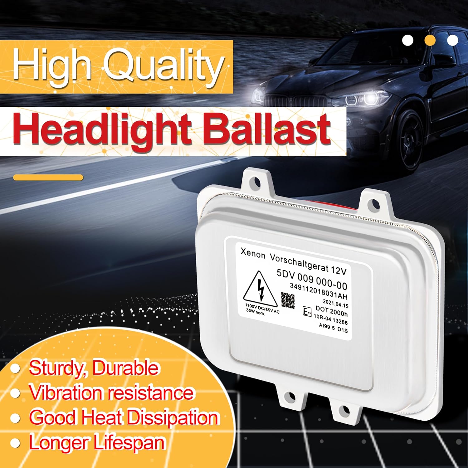 Hid Headlight Ballast Replacement for 5DV 009 000-00 Cadillac Escalade 2007-2014 - Xenon Headlight Ballast Control Unit for BMW E60 2006-2009 Chrysler Town Country 2008-2014 5DV009000-00 2pcs