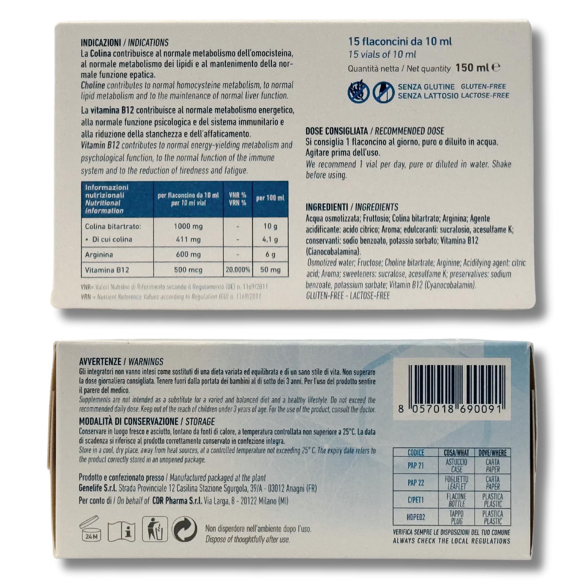 Integratore Memoria e Concentrazione, con Arginina, Colina e Vitamina B12, Senza Glutine e Senza Lattosio, 15 flaconcini da 10 ml, Tuamemor