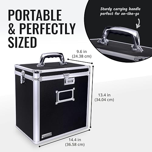 Miniatura 4 de Vaultz Caja de almacenamiento para discos de vinilo, soporte y organizador de 50 álbumes, gran alternativa a la caja de LP endeble, 14.4 x 13.4 x