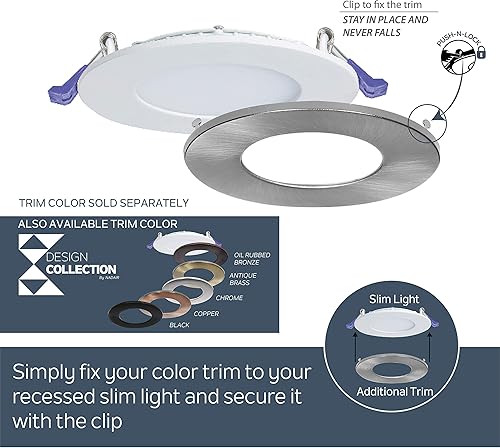 Miniatura 6 de Nadair, Luces LED empotrables ultra delgadas de 3 pulgadas, paquete de 24, clasificación IC, regulables, 6 W  50 W, 450 lúmenes, 3000 K (blanco