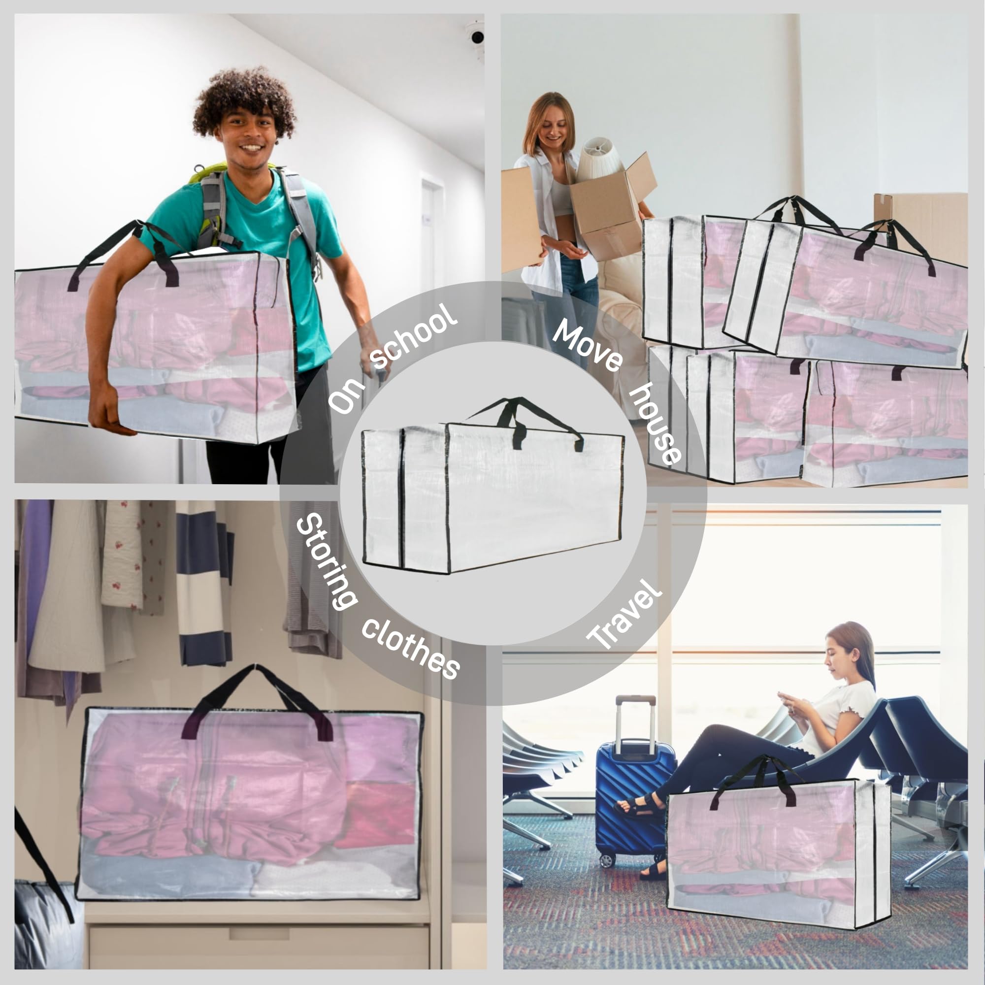 Sacs Transport Avec Sangles Dos Lot De 4 Sacs De Déménagement VENO - 80L Avec Sangles Dos - Alternative Aux Cartons Sacs Déménagement 80 Litres