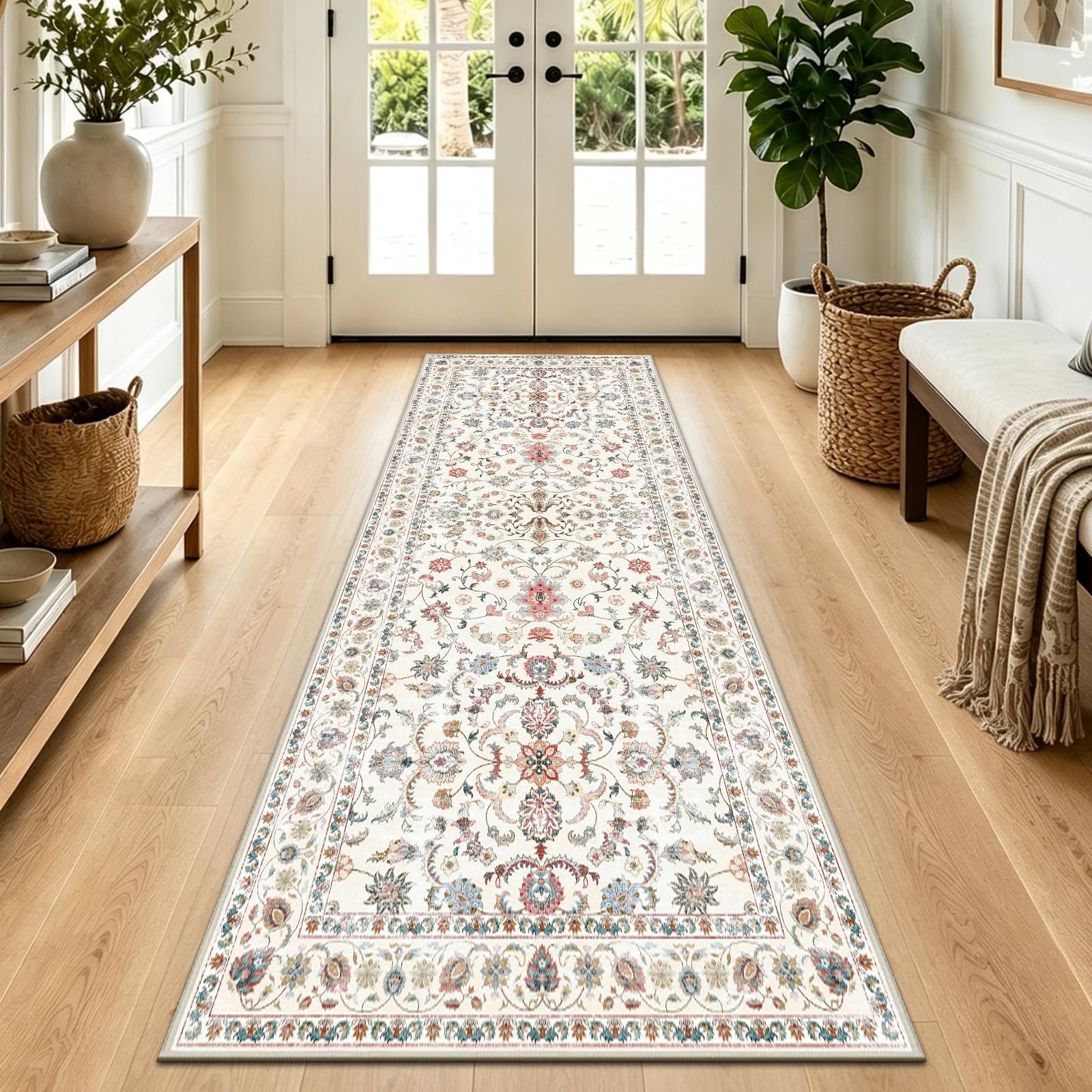 Capslpad Vintage Teppich Läufer Flur 80x200cm Waschbarer, Beige