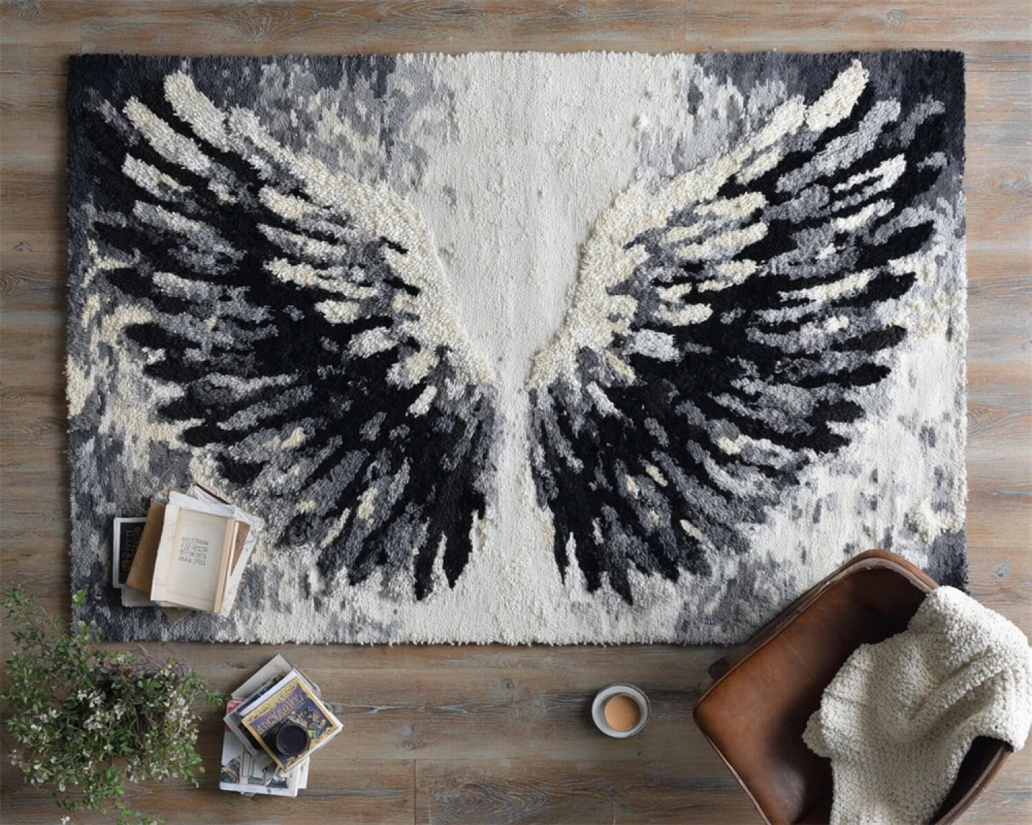 Henypt DIY Latch Hook Rug Kits Anime Wings 52x38cm