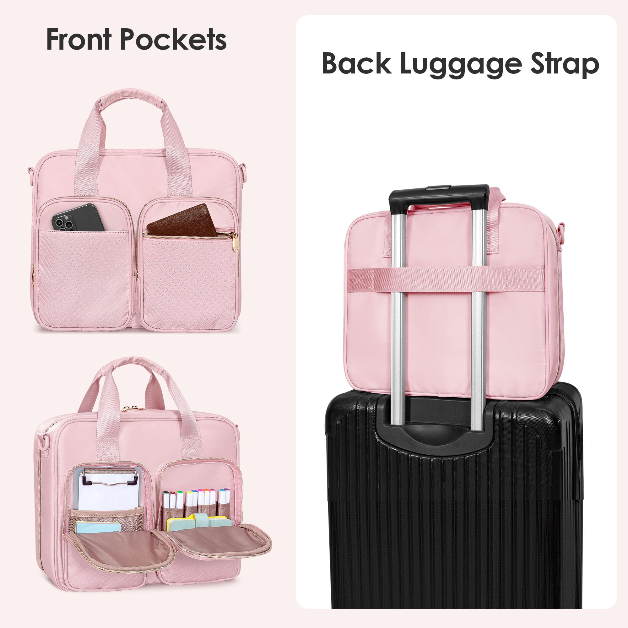 Raccoglitore ad Anelli con Cerniera a 3 Anelli, Borsa Organizer da 2 Pollici con Tracolla Adatta a Laptop da 13 Pollici e 500 Fogli, Rose (Solo Borsa Vuota)