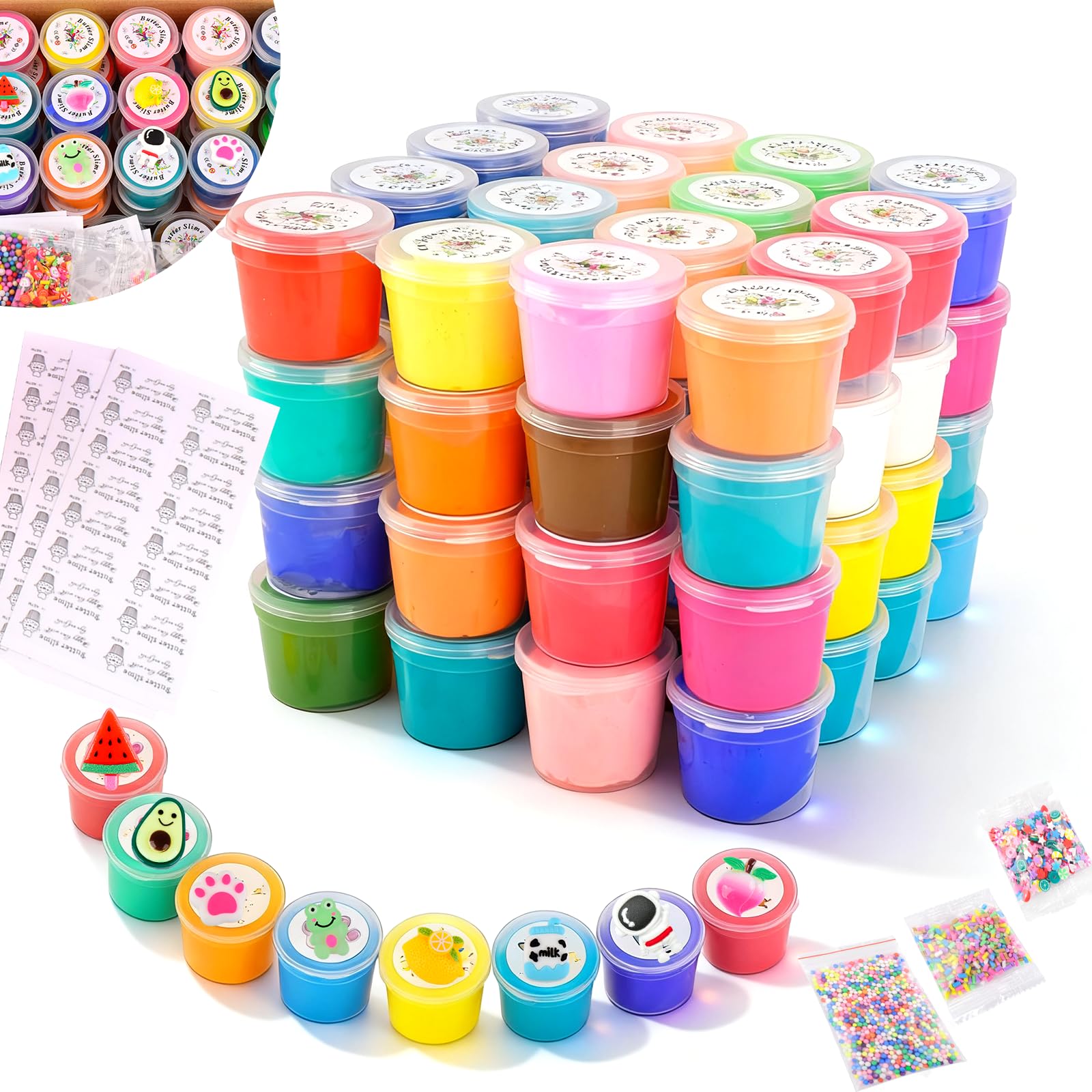 Photo 1 of 50 Packs Mini Butter Slime, Scented Slime Party Favors, Soft & Non-Sticky, Stress Relief Fidget Toys and Gift for Kids Easter Basket Stuffers Exchange Prizes