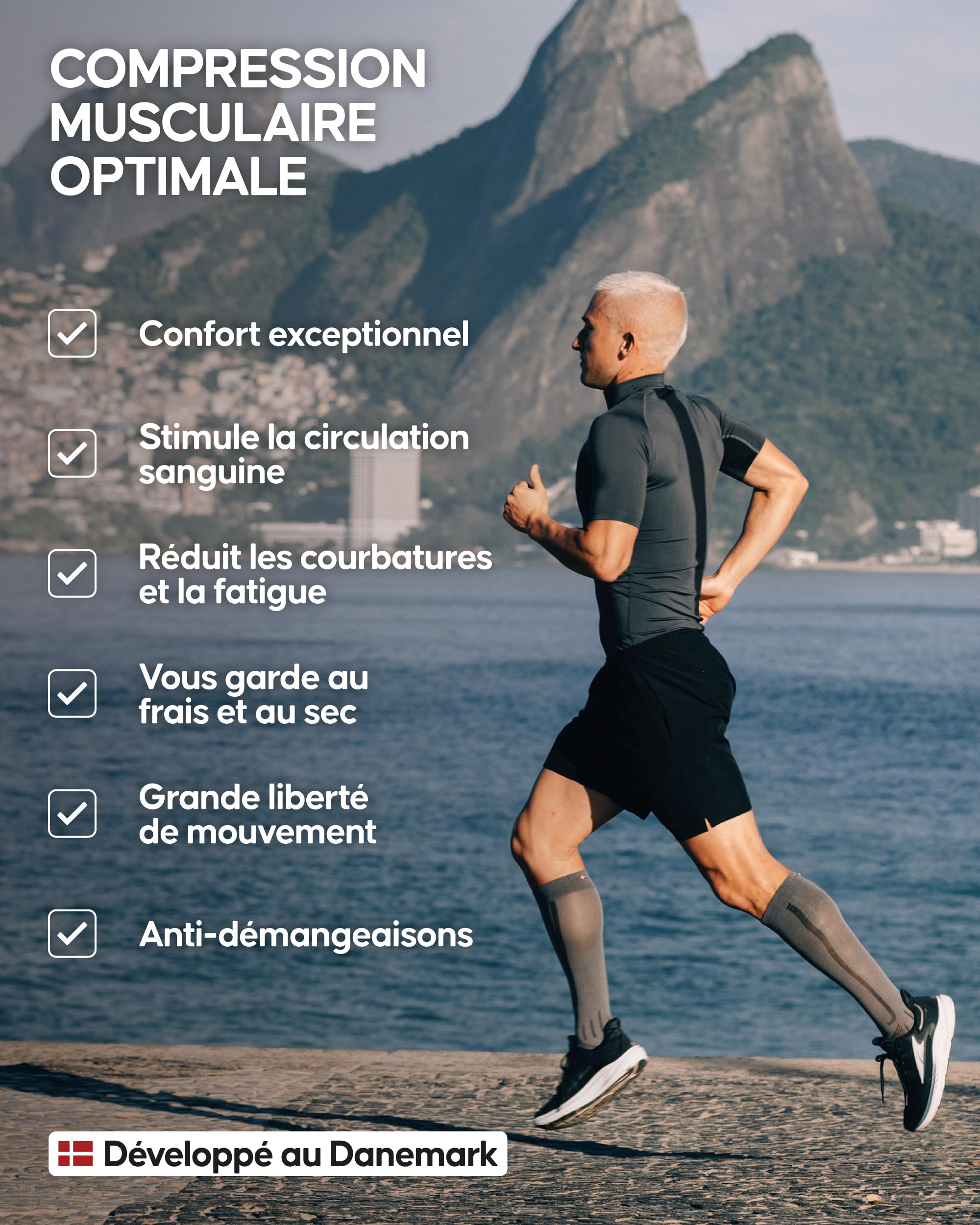 DANISH ENDURANCE T-Shirt de Compression, Séchage Rapide pour Hommes, Maille Respirante, pour la Course & l'Entraînement, Lot de 2