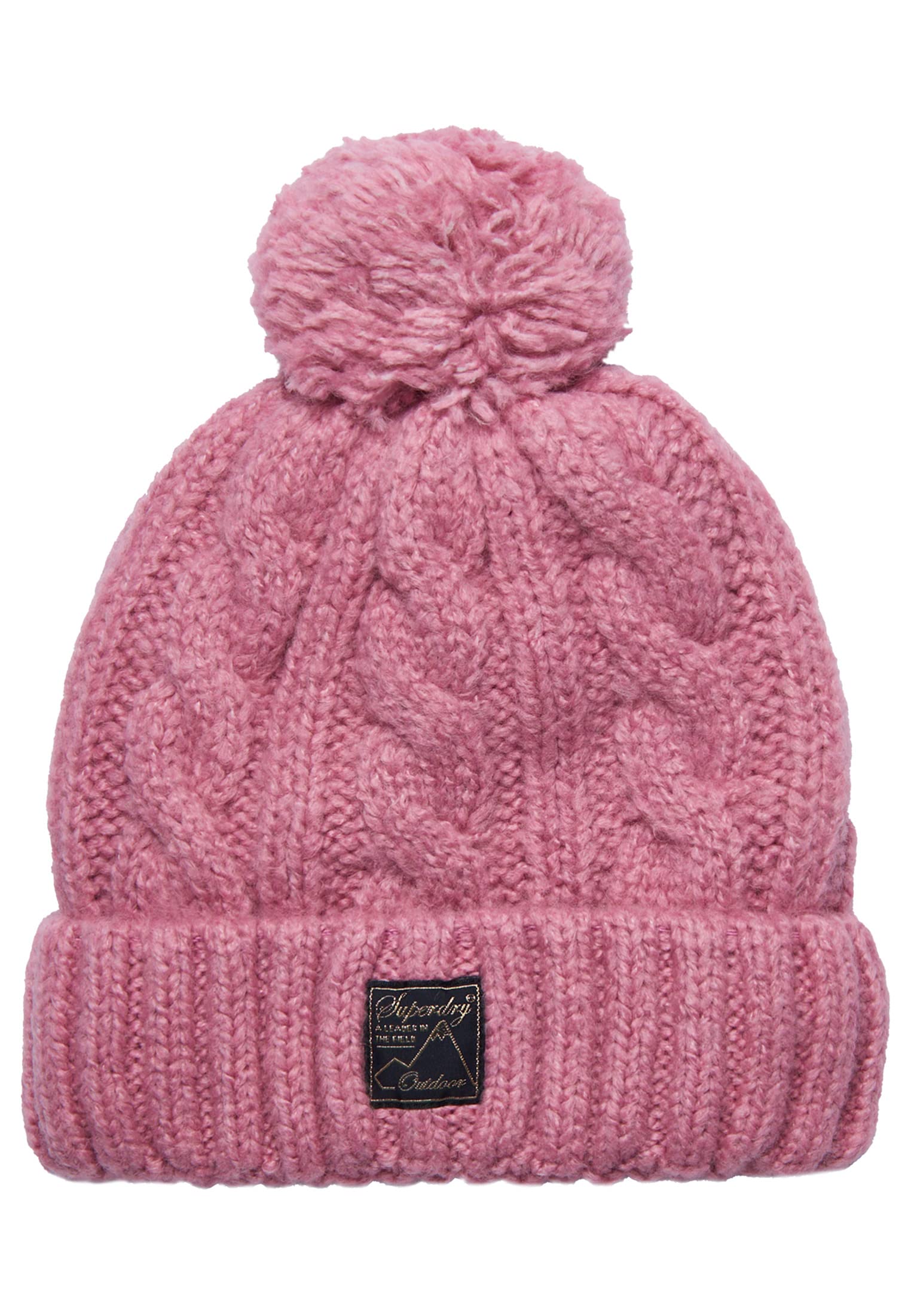 Superdry Women's Vintage Smoke Pink Tweed Tweed Cable Beanie Hat, One Size