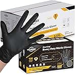 TitanFlex Heavy Duty Black Nitrile Gloves, Raised Diamond Texture, Latex Free, Powder Free Disposable Gloves (8Mil/6Mil)