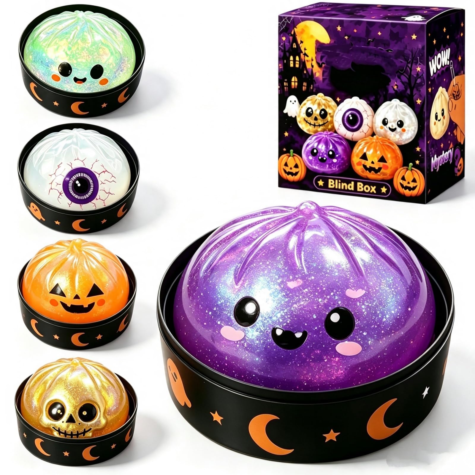 Halloween Squishy Mystery Box Set,Spooky Ghost Pumpkin Halloween Squish-ies