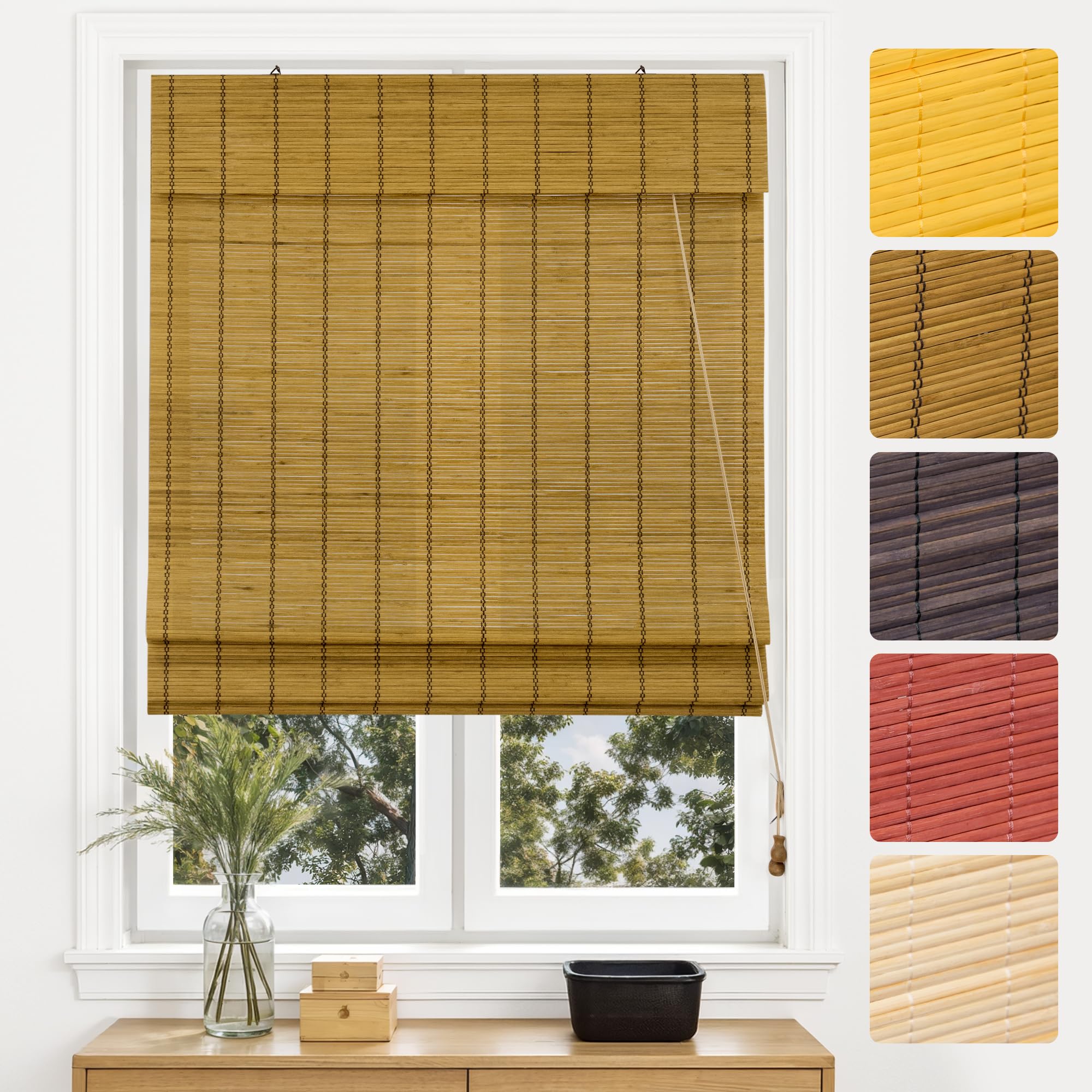 Store en bambou protection solaire et visuelle efficace pour intérieur marron