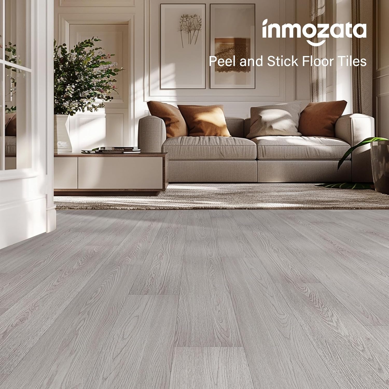 inmozata peel and stick floor tile vinyl flooring, waterproof vinyl plank flooring 36-pack 54sq.ft wood grain peel and stick flooring for bedroom, living room, kitchen, rv(white wash wood) white wash wood 36 pcs