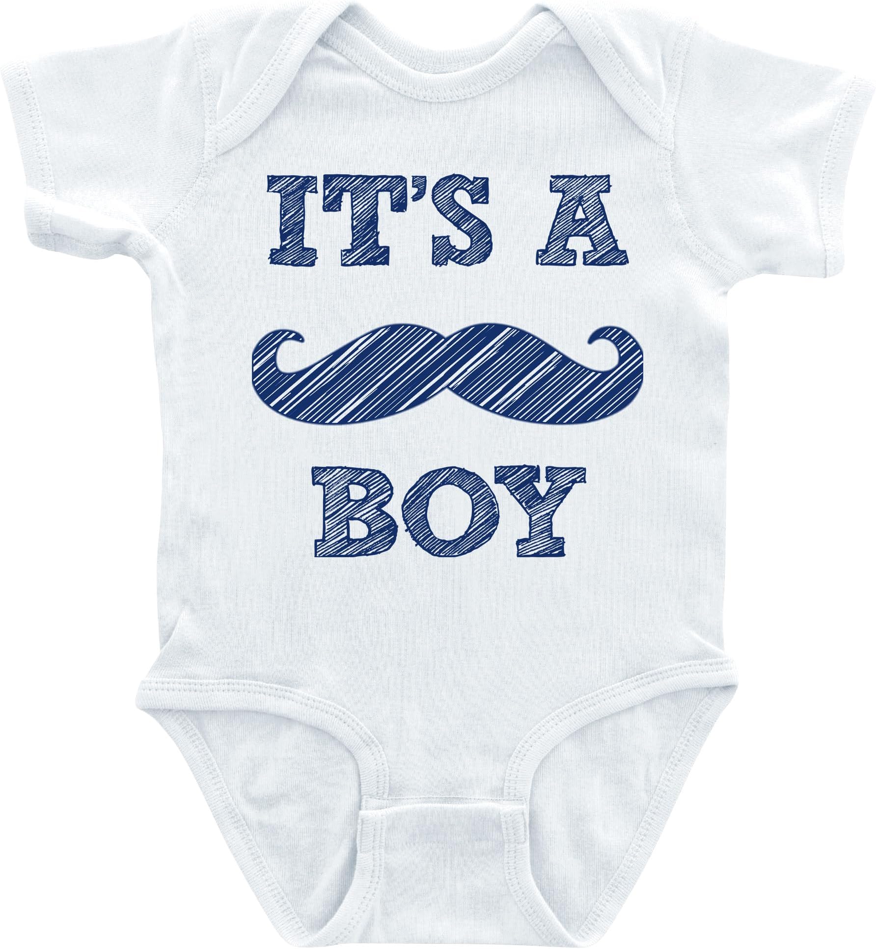 Apericots Cute Baby Short Sleeve Bodysuit, 100% Cotton: It's A Boy with Mustache Gender Reveal (0-18 months)