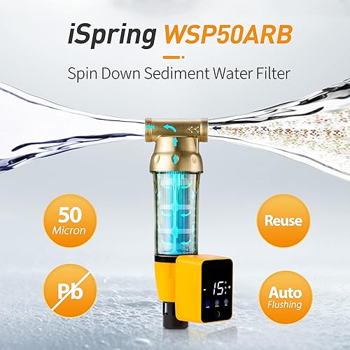 Miniatura 7 de iSpring WGB32B Sistema de filtración de agua de 3 etapas para toda la casa con filtros de sedimentos y bloques de carbono de 20 pulgadas y filtro de