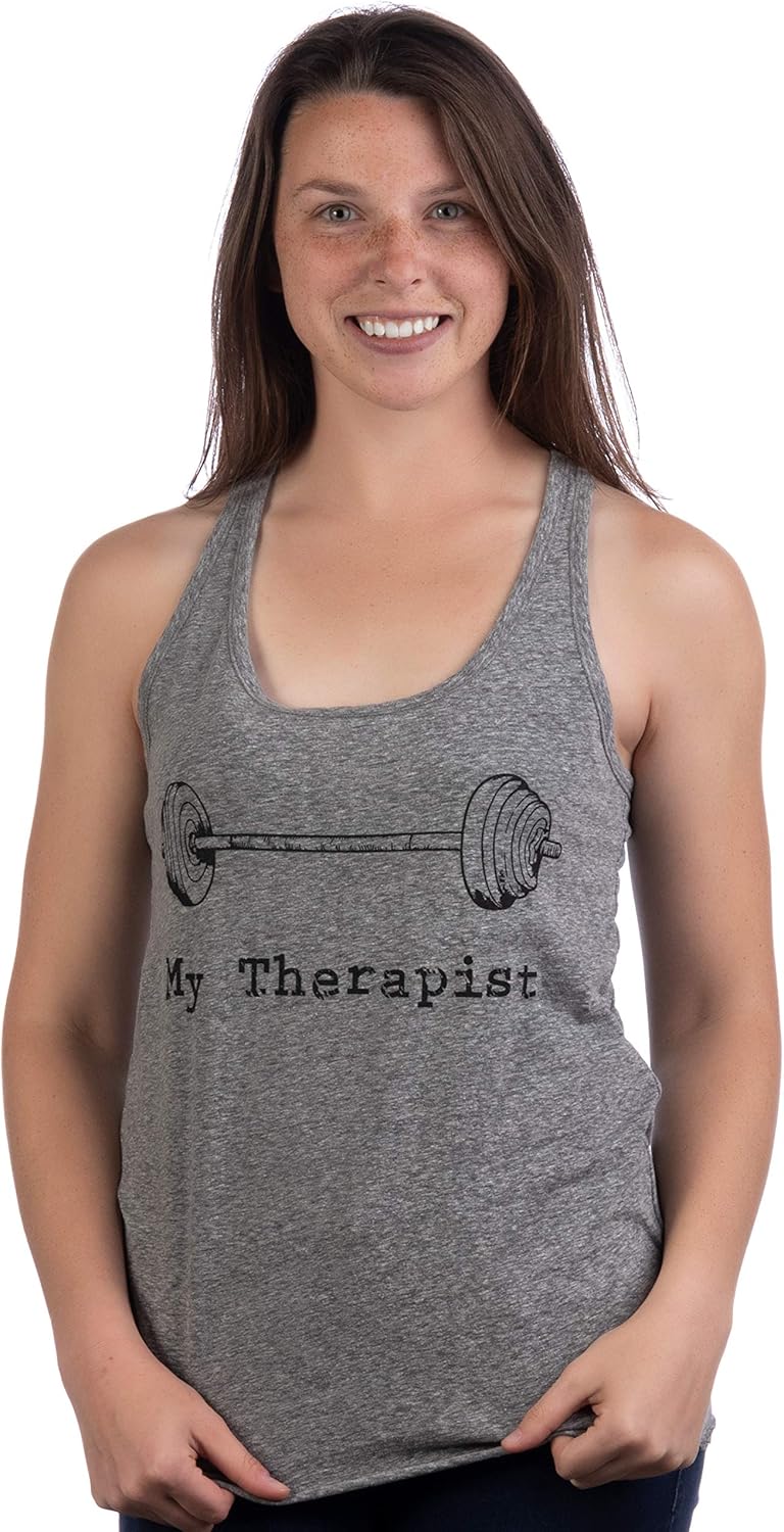 My Therapist (Barbell) | Funny Workout Working Out Weight Lifting Tank Top for Women - Image 3
