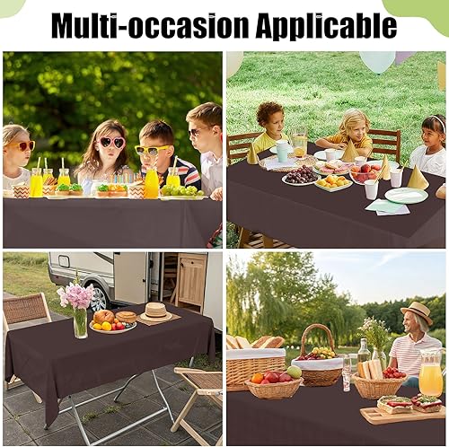 Miniatura 7 de Smiry Mantel desechable Paquete de 12 manteles rectangulares impermeables de 54 x 108 pulgadas para fiestas, mantel decorativo de plástico, a