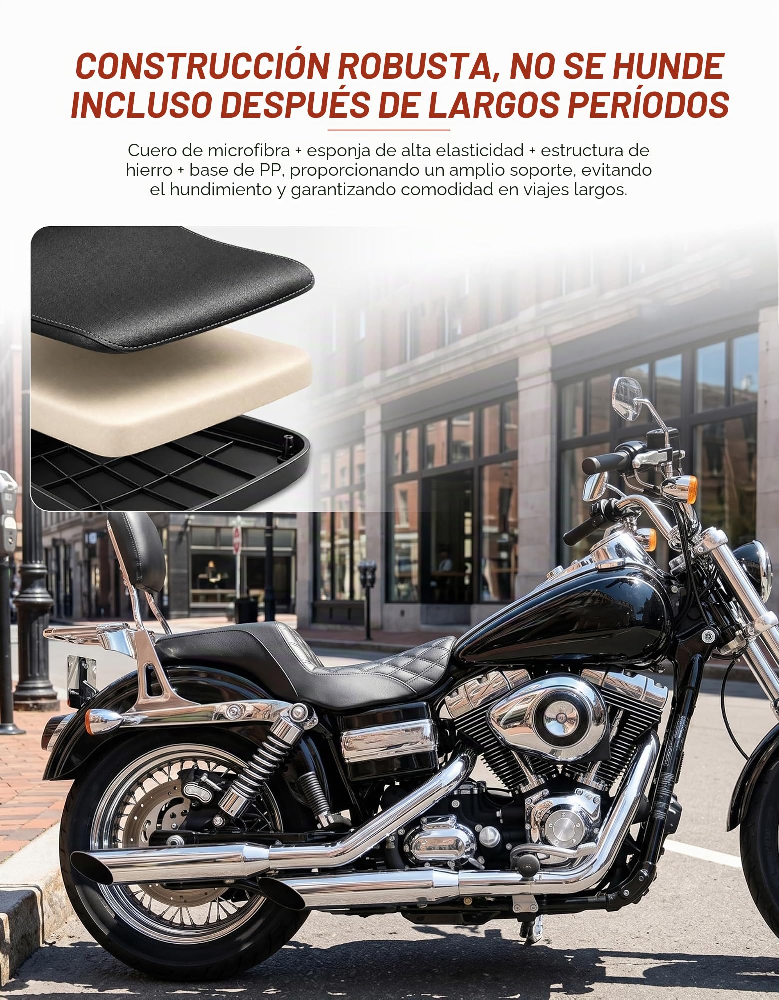 TCMT Asiento para conductor y pasajero Dyna Super Glide Street Bob Wide Glide Fat Bob Low Rider Switchback 2006-2017