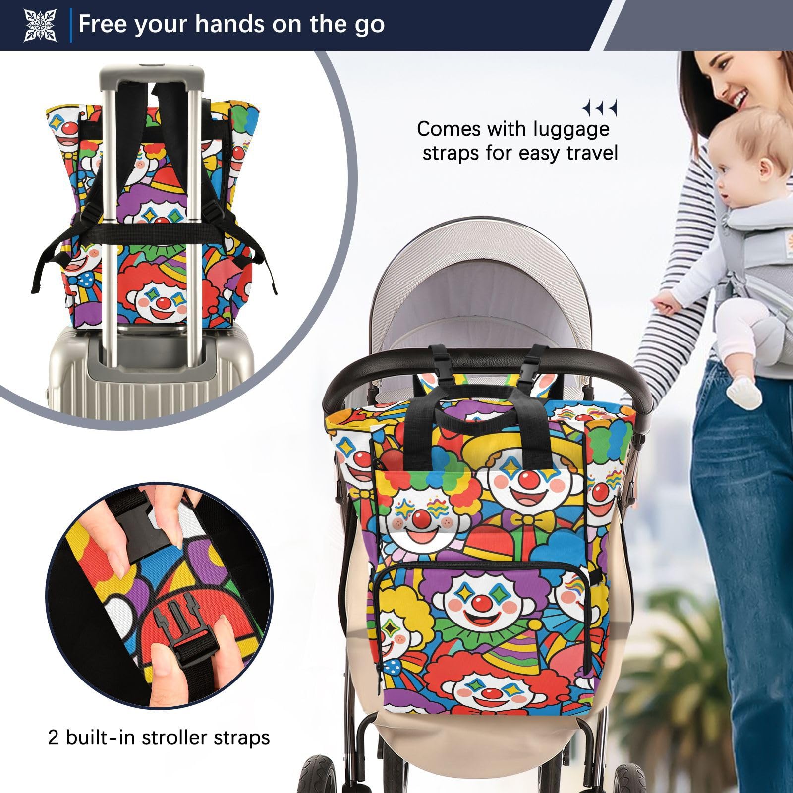 Borsa per pannolini zaino per mamme papà colorato cartone animato