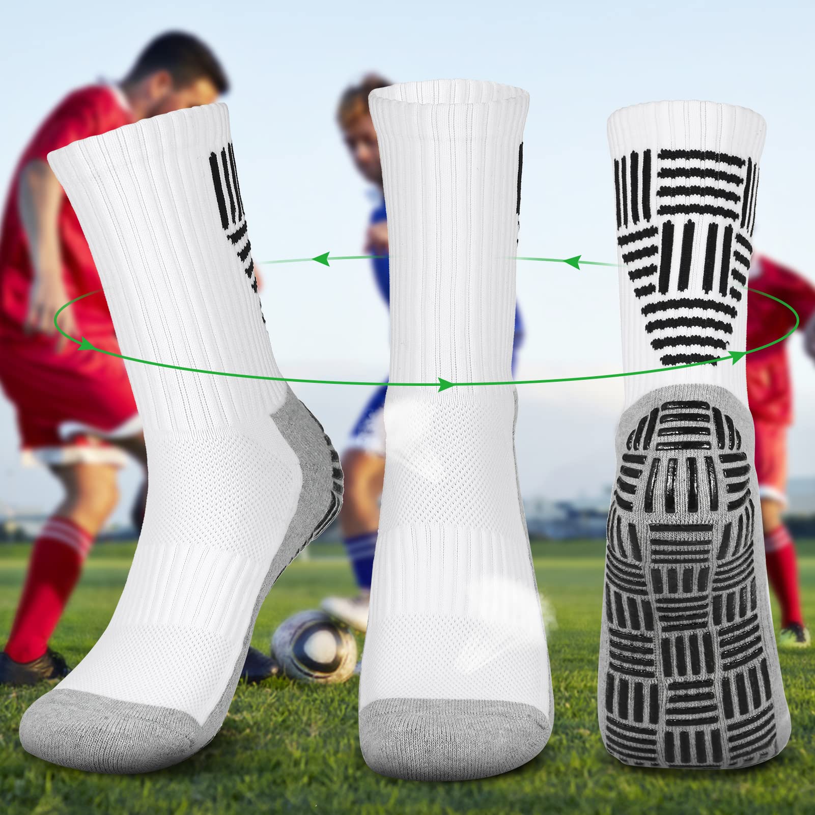 Calcetines De Fútbol Antideslizantes – Pack 6 Pares, Con Puntos De Goma, Para Deporte