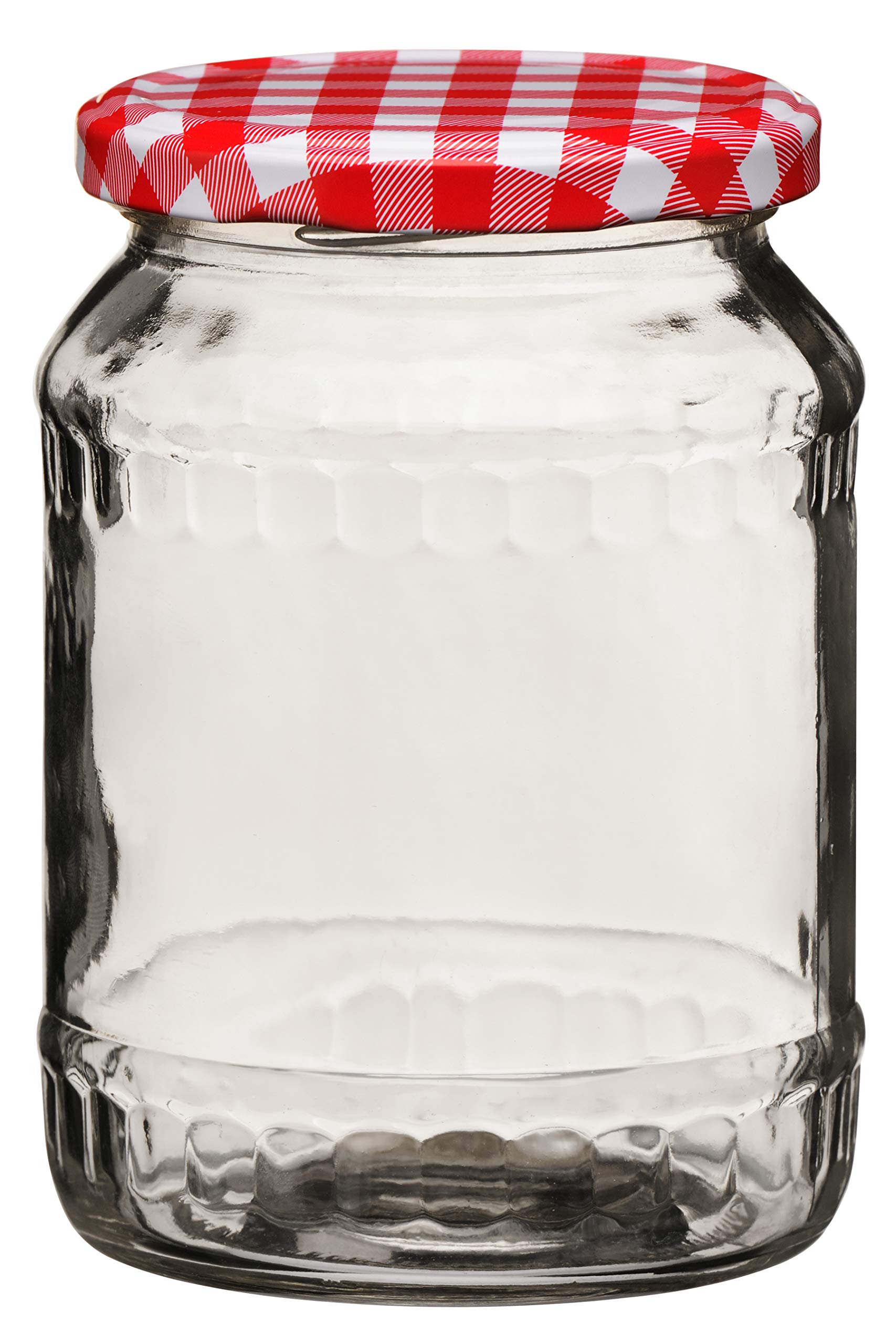 Orsina Clear Glass Jar With Red Gingham Lid 630MlAirtight Storage Container For KitchenIdeal For Preserves from B&Q