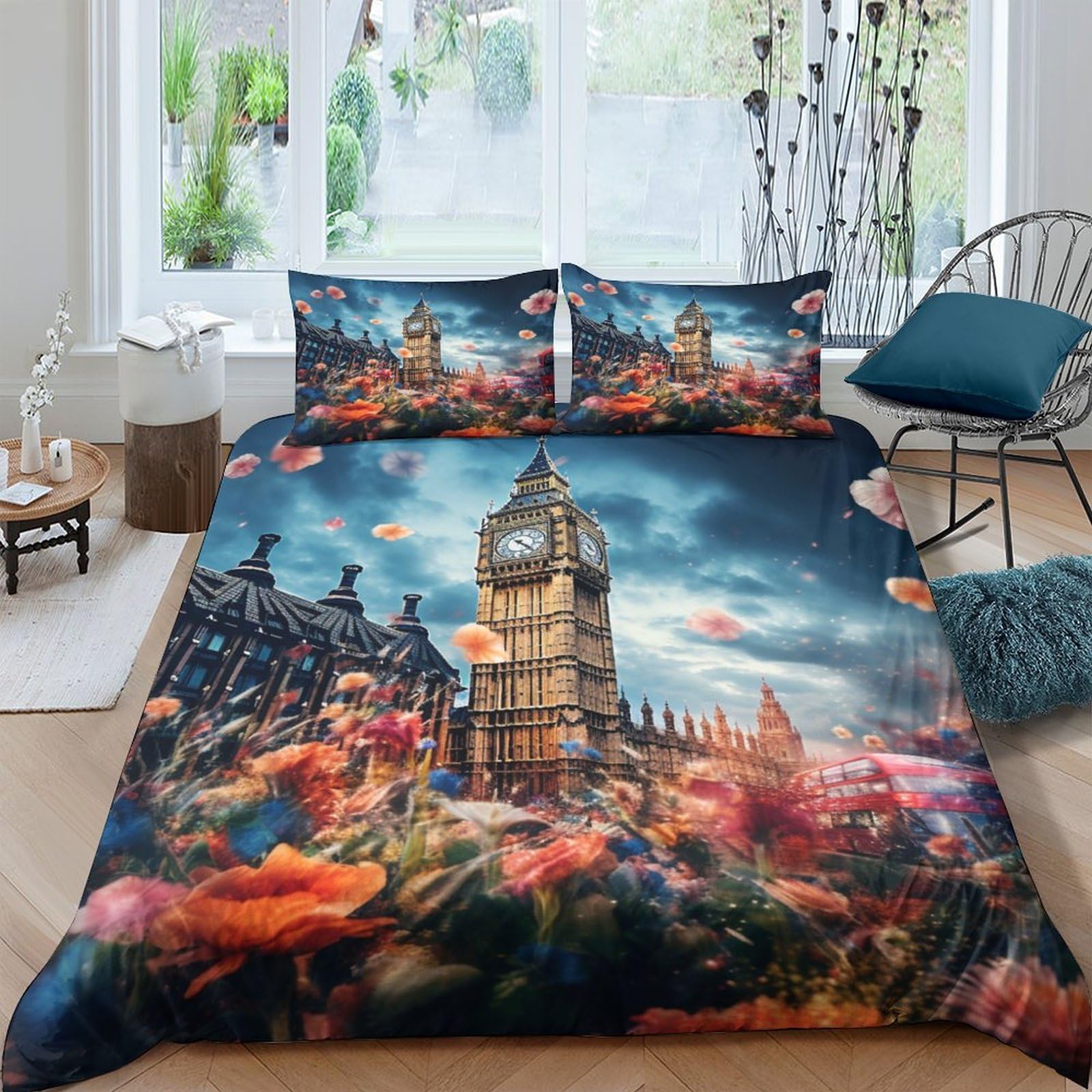 Housse de couette 3D Londres pour chambre d'adulte ou d'enfant