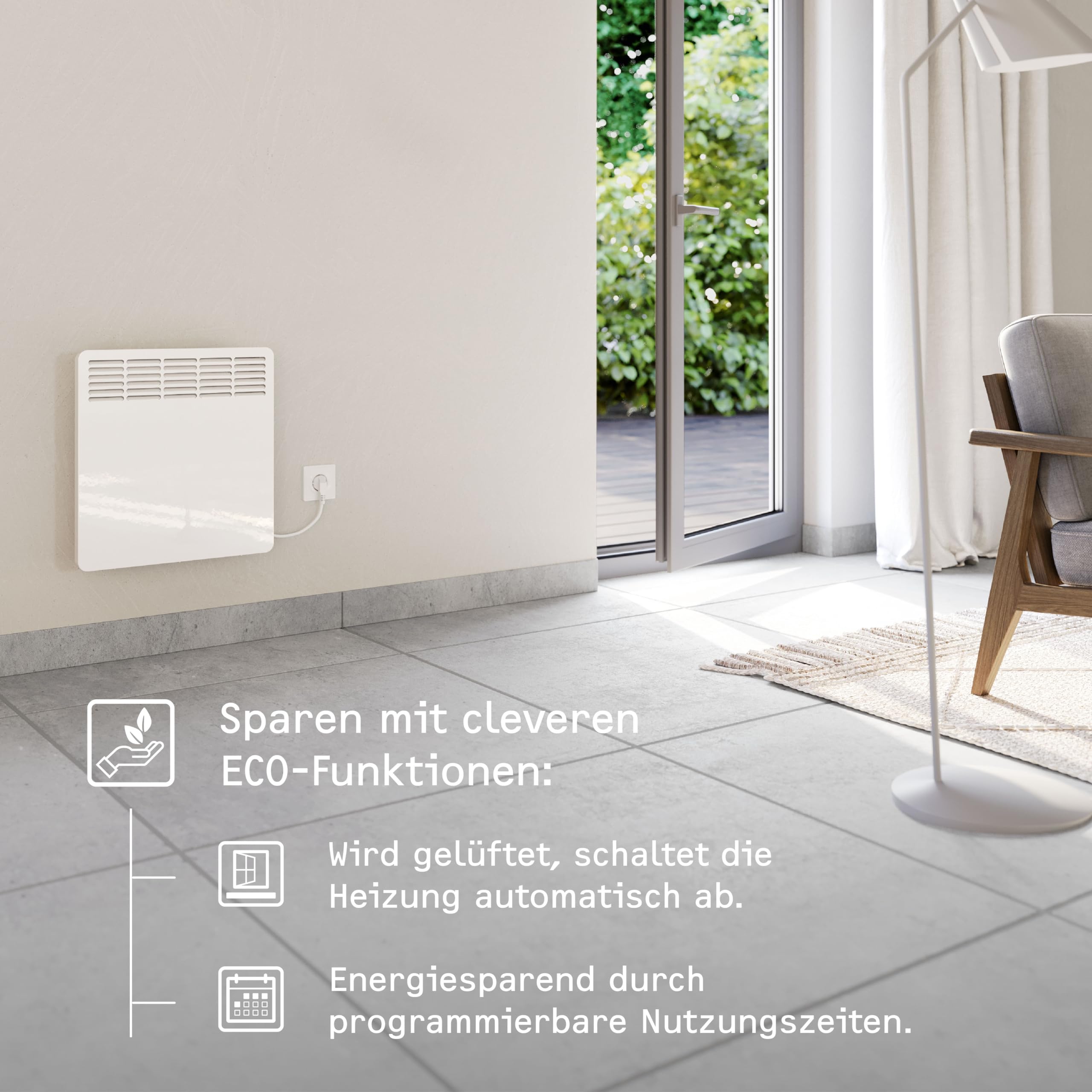 STIEBEL ELTRON Konwektor ścienny CNS 300 Trend, 3 kW na ok. 35 m², certyfikat TÜV, wyświetlacz LCD, timer tygodniowy, ogrzewanie elektryczne, montaż ścienny, z wtyczką, 236530