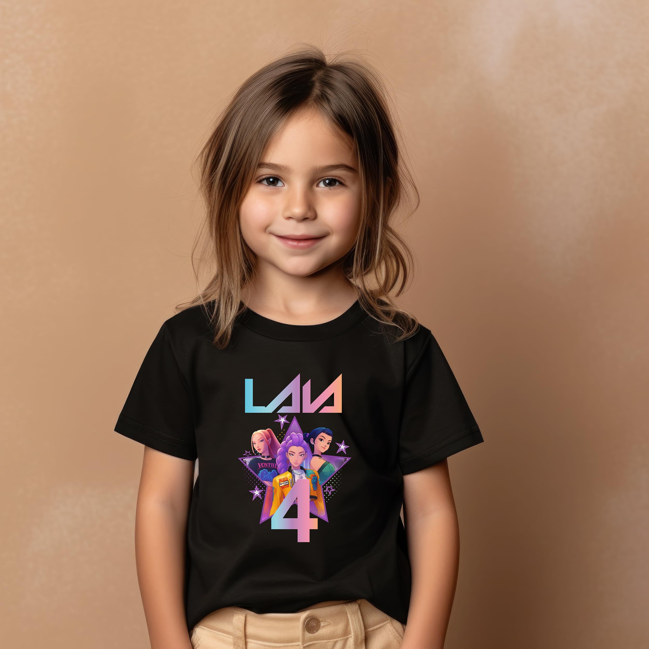 Camiseta Cumpleaños KPOP Personalizada Nombre y Edad con Topper Aniversario Pastel Regalo Fiesta Huntrix Sajaboys Niños Niñas Unisex Infantil sudadera