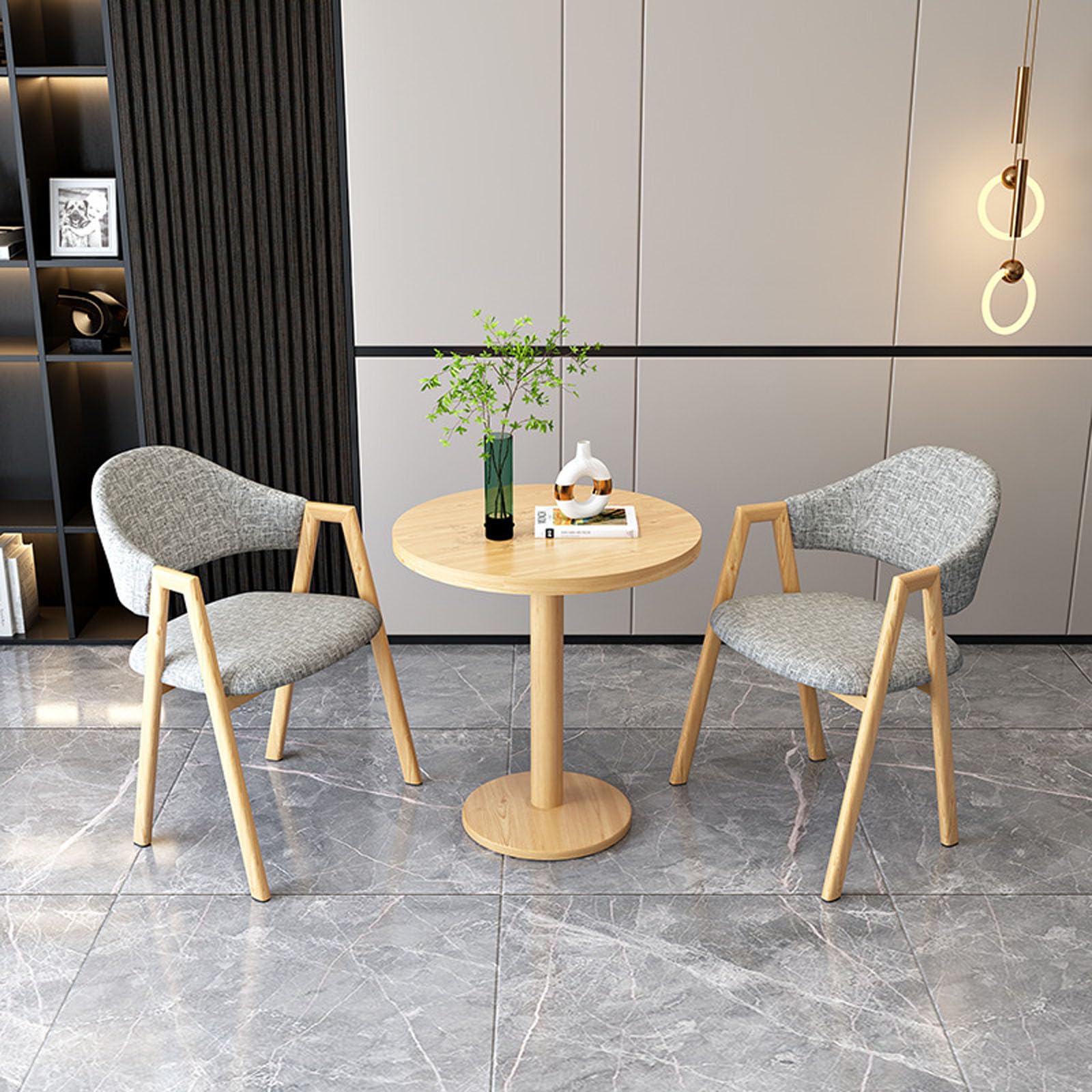 Juego de 2 sillas y mesa de club en gris para recepción y oficina