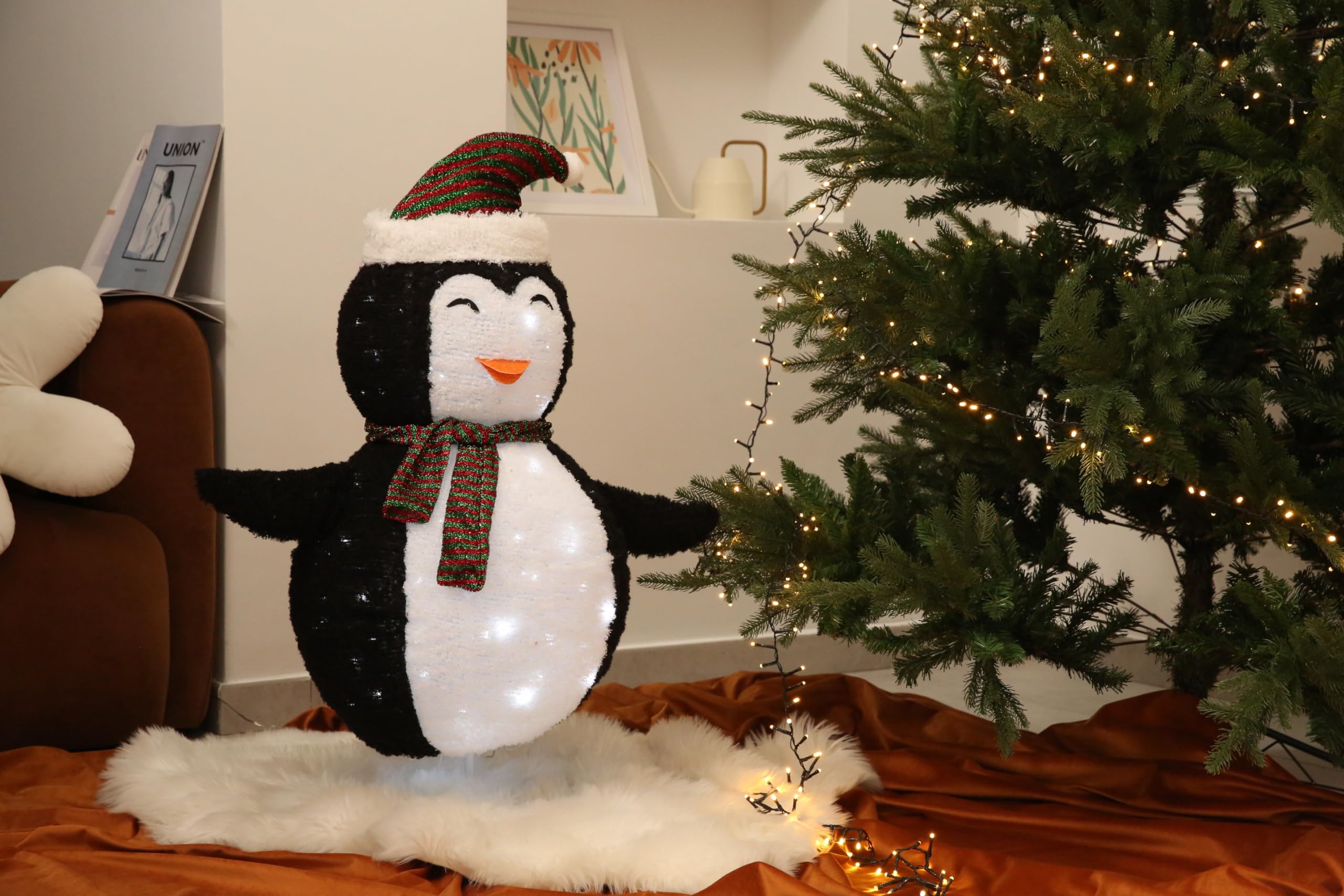 Gresonic Lighted Pop up Outdoor Penguin Christmas Decorations, 2.9Ft