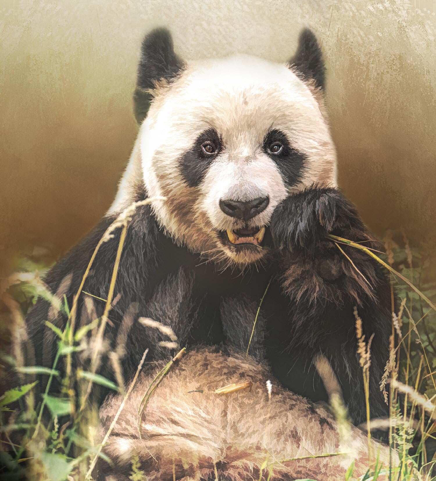 Giant Panda Bear Quilt Panel - AEX-006, Panel Size is 16.75” X 18.5”, Quality Quilting Cotton