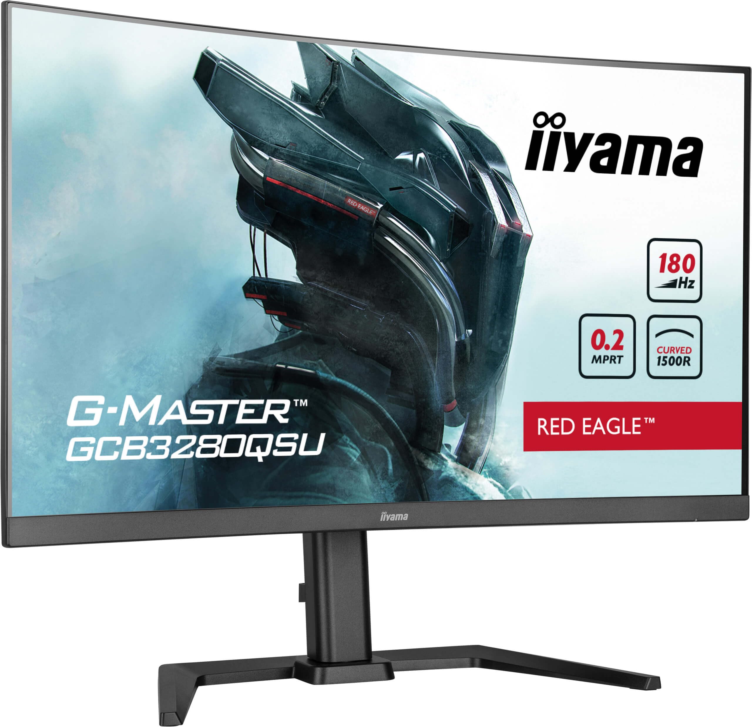 iiyama G-Master Red Eagle GCB3280QSU-B2 Curved 1500R 80cm 31,5“ VA LED Gaming Monitor WQHD HDMI DP USB3.2 0.2ms 180Hz HDR Adaptive Sync Höhenverstellung schwarz