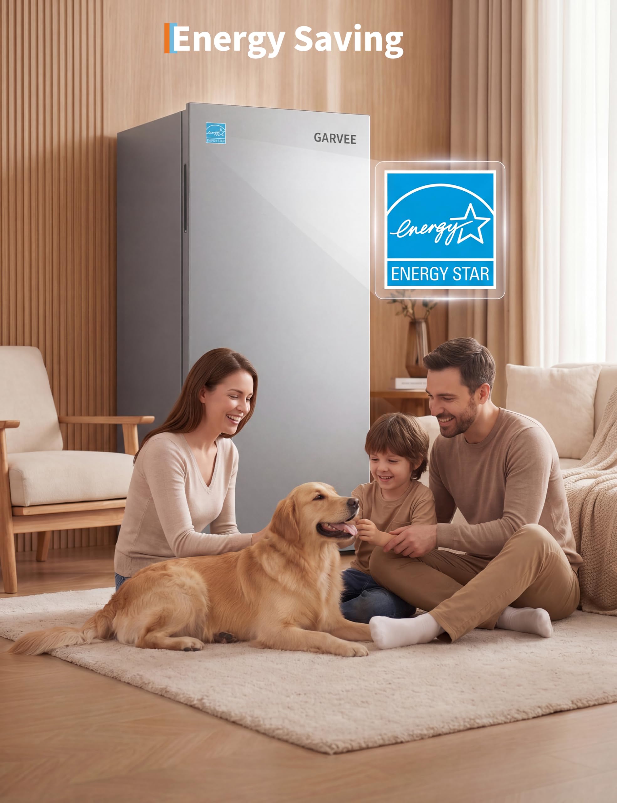 Garvee 11 Cu. Ft. Upright Convertible Fridge/Freeze, Energy Saving, Frost Free, Digital Touch Control Panelr, Removable Glass Shelves on Fridge.com - View 3