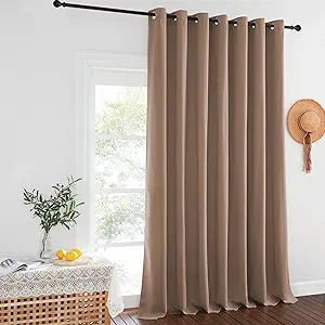 NICETOWN Patio Blackout Curtain Panels - Extra Wide Curtains, Sliding Door Insulated Drape, Privacy Room Divider Curtain for Hall Room (Cappuccino, 100 x 108 Inch)