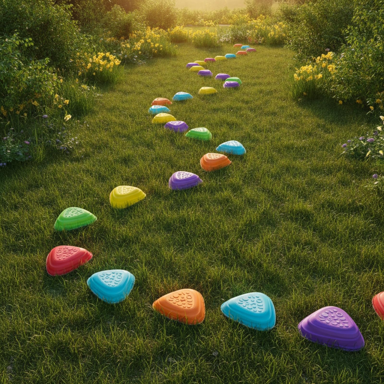 Almencla 11 Pezzi Blocchi per Percorso Ostacoli | In Plastica PP, Gioco di Equilibrio con Impilabili, Facile da Pulire, Pietre di Bilanciamento, per area giochi