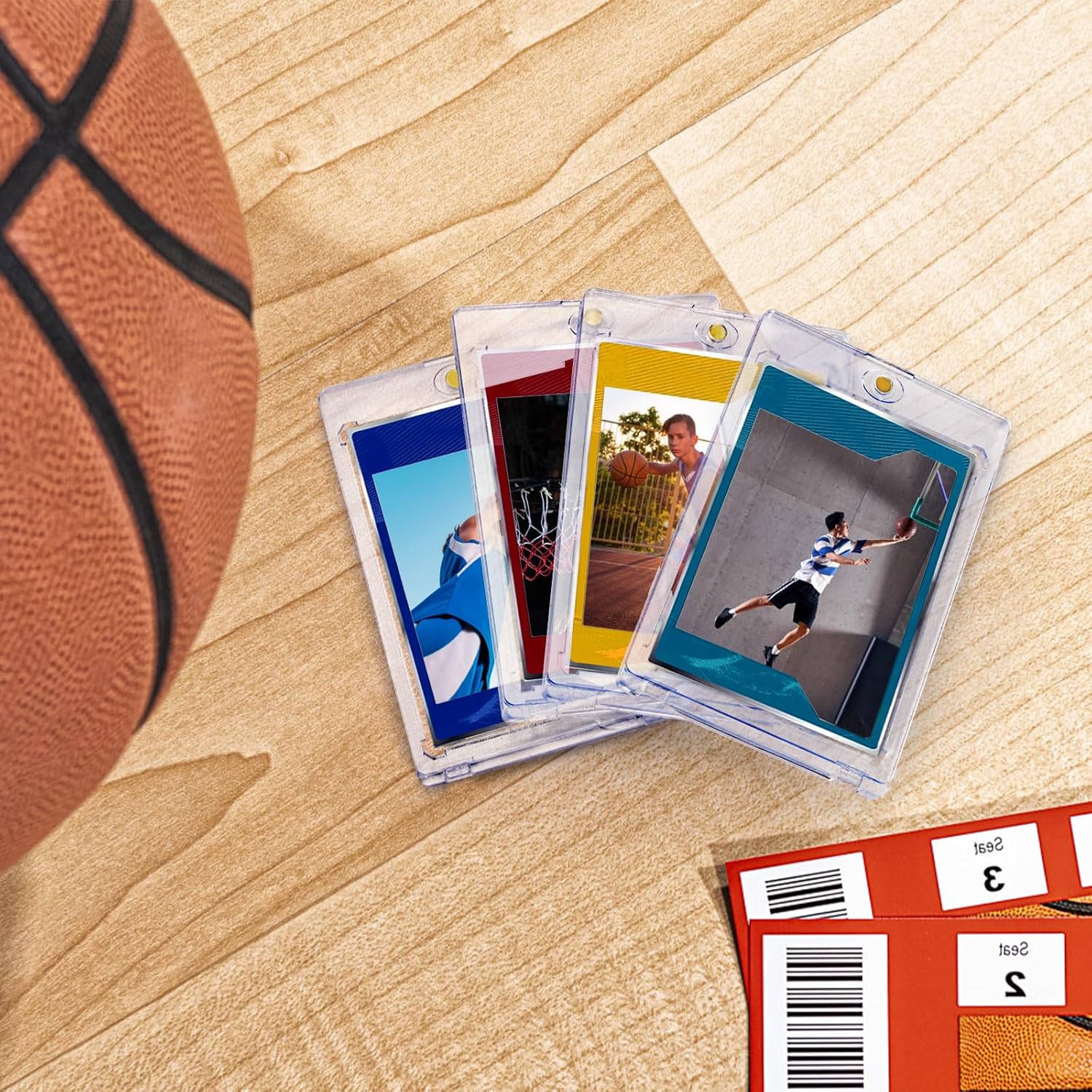 Frcctre 50 Pack Magnetic Card Holder, 35 Pt Magnetic Cards Holders for Trading Cards Sports Game Baseball Cards, One Touch Hard Plastic Card Holder Card Protector