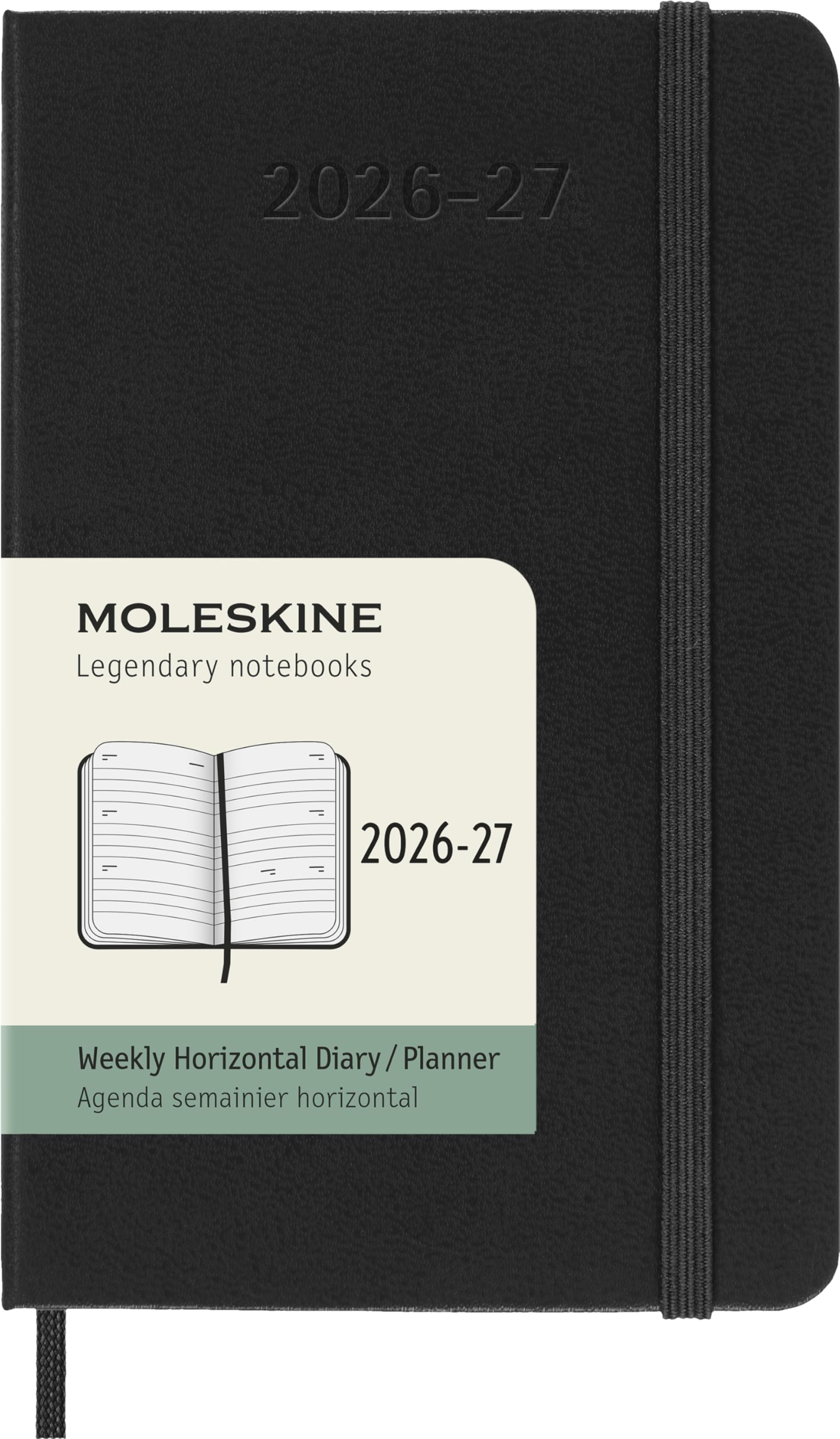 Moleskine Wkly Planner 2026-2027 18-Mth Horizontal Planner HardCover Pocke Black